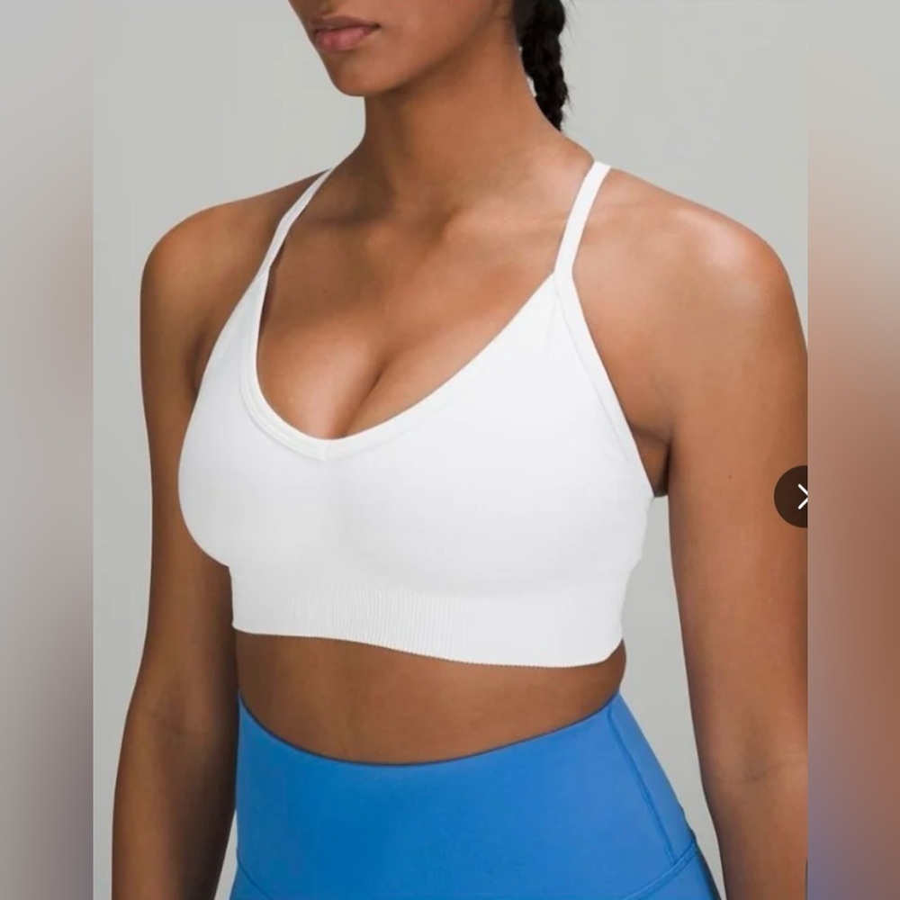 Lululemon Size 4 White Ebb to Street Adjustable Sports Bra